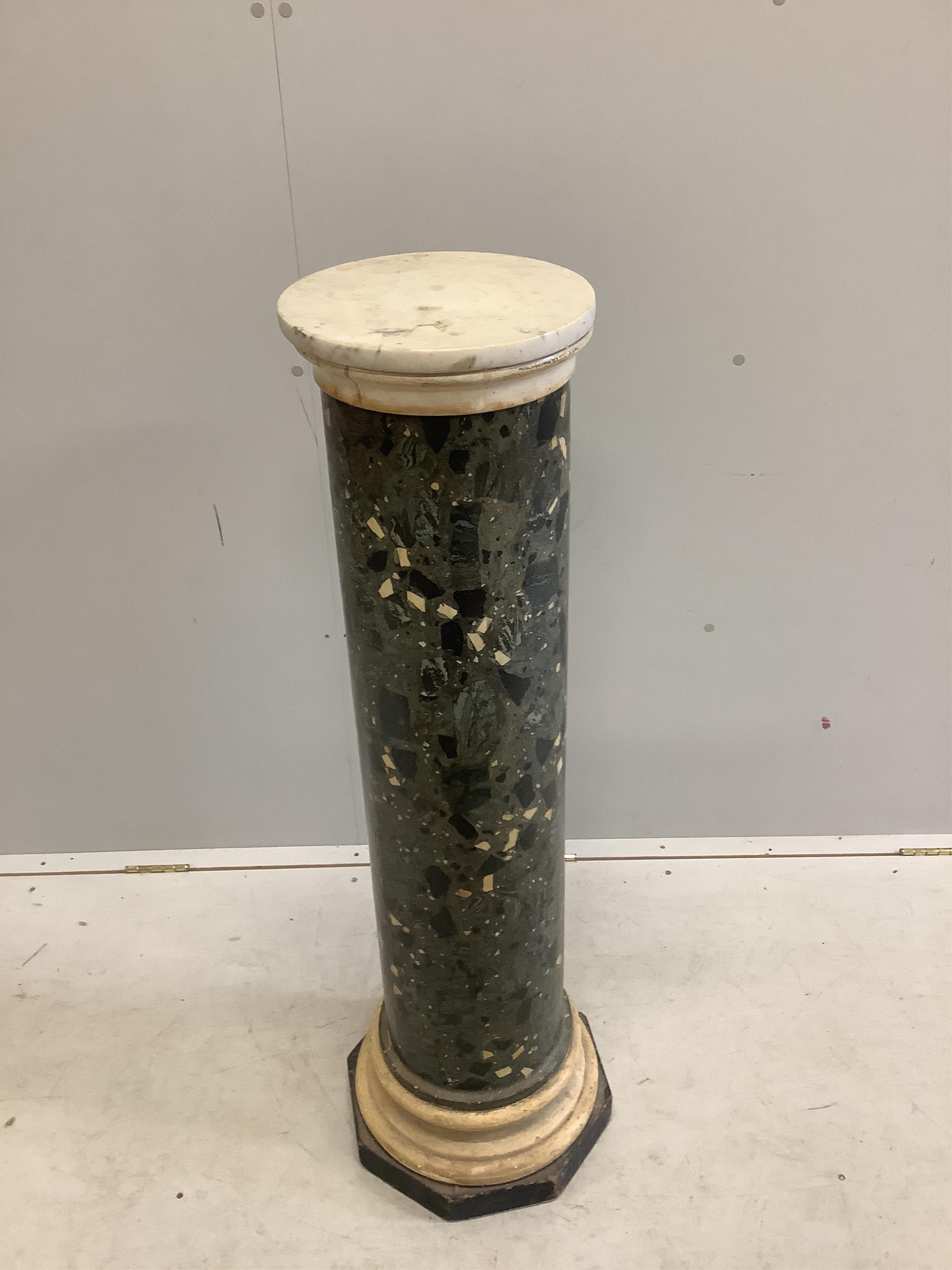 A 19th century marble top Scagliola pedestal, height 115cm. Condition - fair